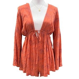 Rust embroidered romper